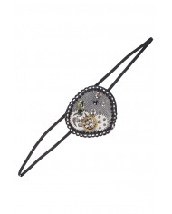 Fabric eyepatch with gears to play a steampunk-style pirate.