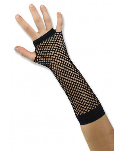 Guantes negros de malla (sin dedos) de unos 22 cm de largo en bolsa