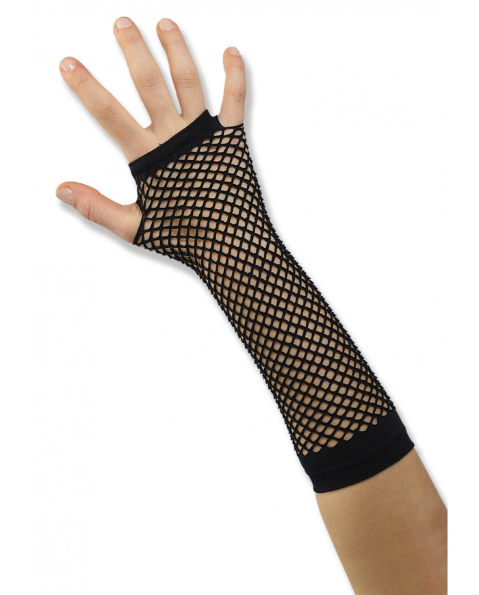 Guantes negros de malla (sin dedos) de unos 22 cm de largo en bolsa