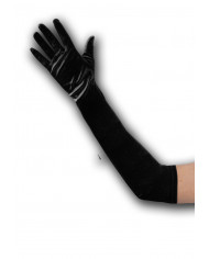 Guantes negros de raso elÃ¡stico de unos 50 cm de largo en bolsa con