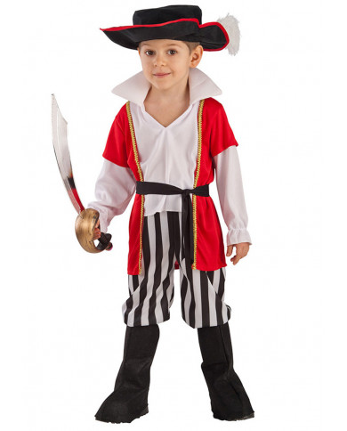 Pirate costume for kid with stretchy jacket, trousers, cover