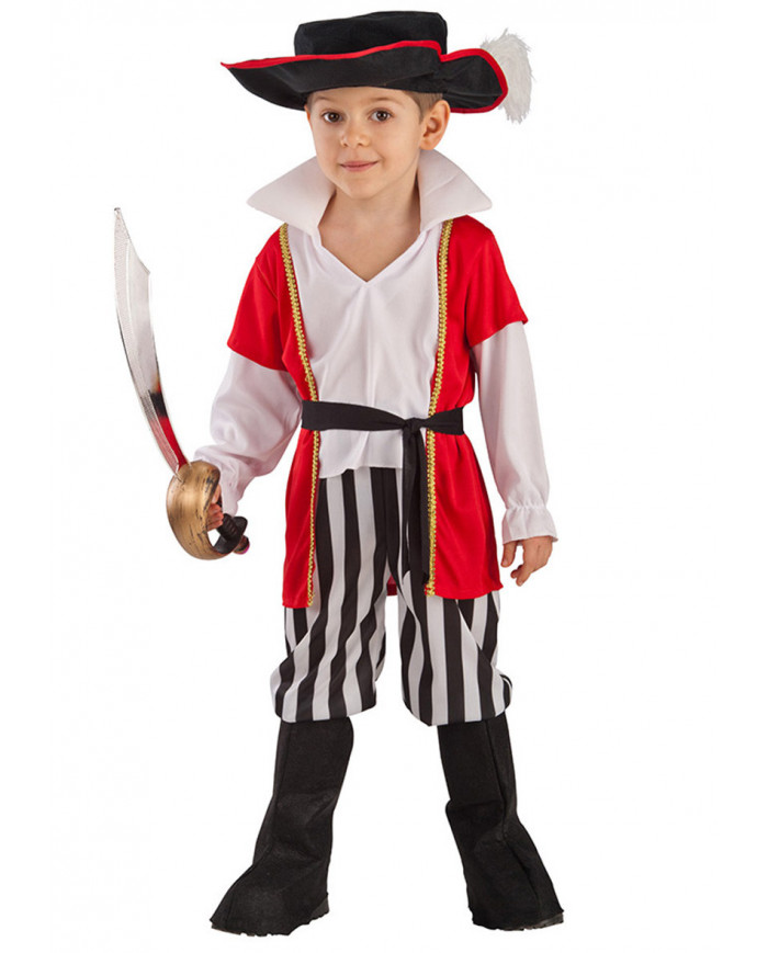 Pirate costume for kid with stretchy jacket, trousers, cover