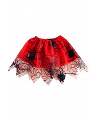 Red veil skirt with black prints of spiderwebs, one size for
