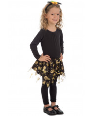 Skirt in black veil with golden prints of Halloween subjects