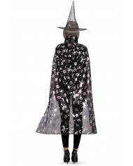 Witch set for woman composed of a black fabric cape long cm.120