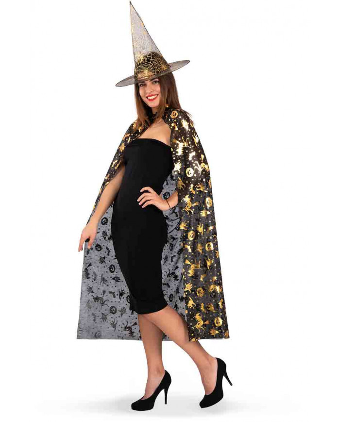 Set da strega per donna, comprende un mantello lungo 120 cm e