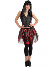 Black veil skirt with red spiderweb prints, one size with