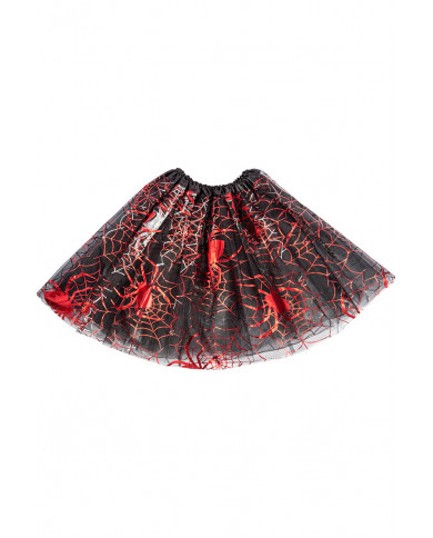 Black veil skirt with red spiderweb prints, one size with