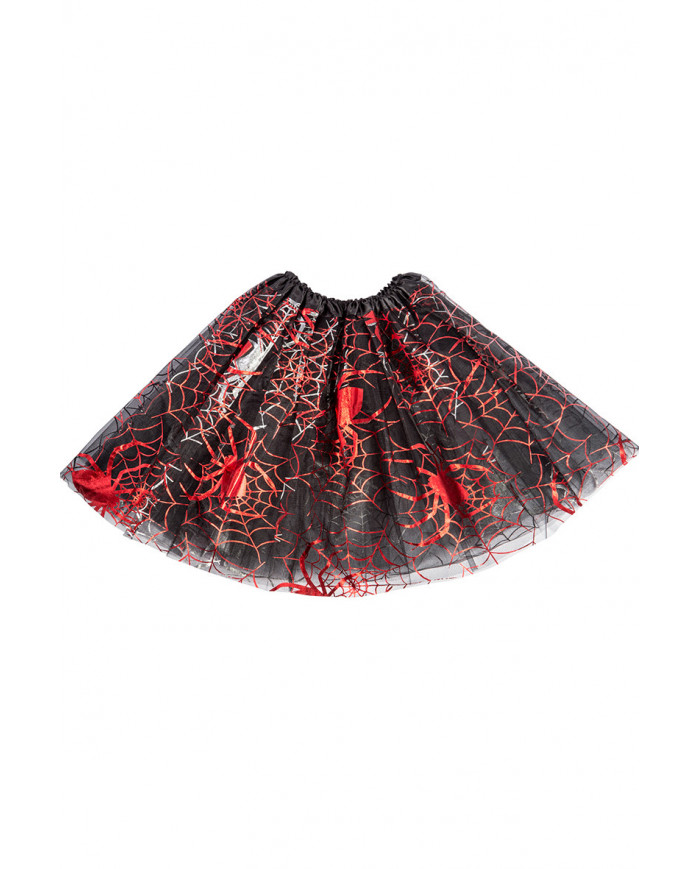 Black veil skirt with red spiderweb prints, one size with