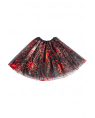 Black veil skirt with red spiderweb prints, one size with