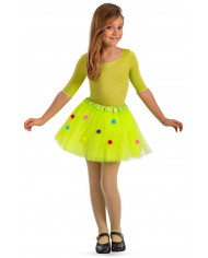 Tutu skirt in green veil with colored polka dots, long cm.30.