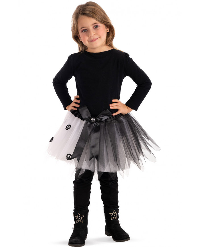 Skirt for kid in black and white veil 30 cm long, with the