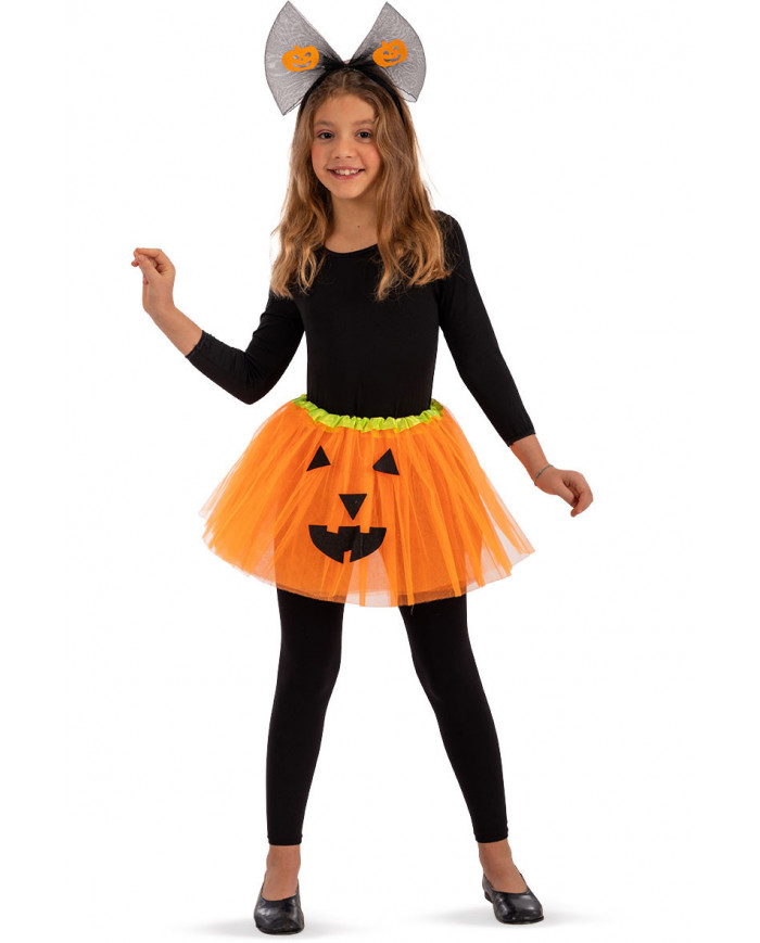 Skirt for kid in orange veil 30 cm long, with the print of a