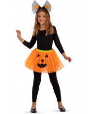 Skirt for kid in orange veil 30 cm long, with the print of a