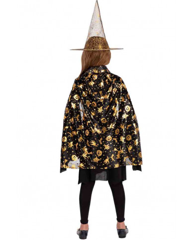 Witch set that includes a black fabric cape long cm.80 and hat