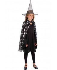 Witch set that includes a black fabric cape long cm.80 and hat