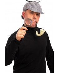 Detective set consisting of hat, lens and pipe to become