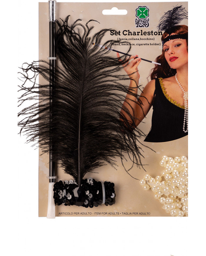 Charleston set consisting of band, necklace and cigarette