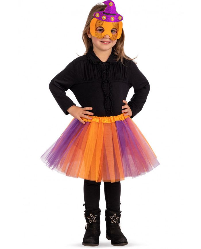 Set traestimento da streghetta per bambina composto da gonna in