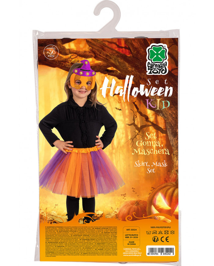 Witch set for children consisting of veil skirt and mask. Ideal