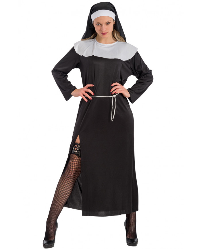 Costume da suora, taglia unica adulto (M-L), realizzato in