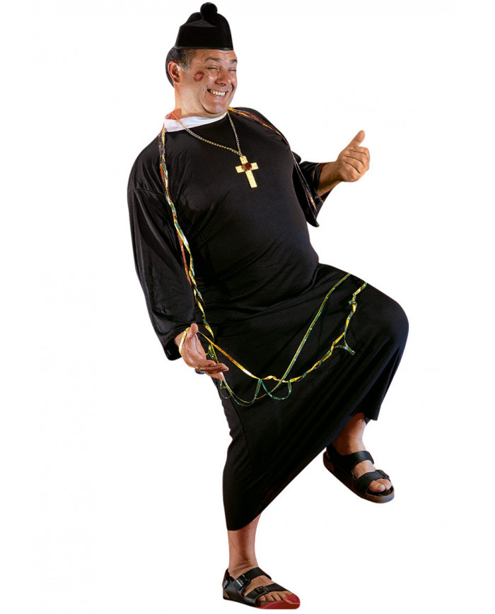 Costume da prete di colore nero con collarino bianco, di tipo