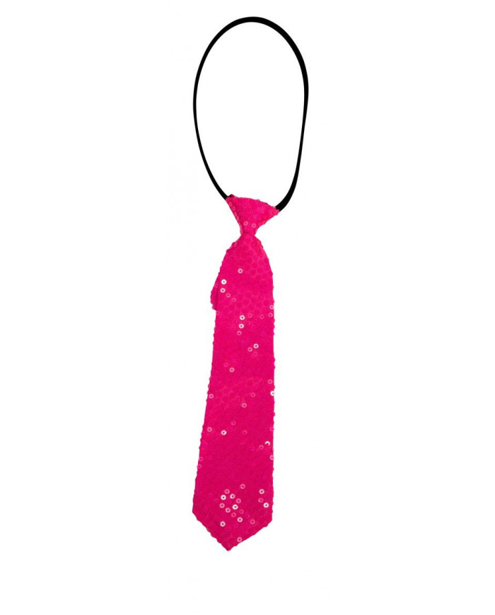 Satin and sequin tie in fluo pink color, it is easily worn with