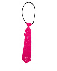 Satin and sequin tie in fluo pink color, it is easily worn with
