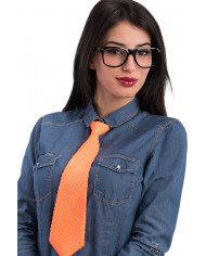 Satin and sequin tie in fluo orange color, it is easily worn