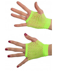 Fluo yellow fishnet gloves without fingers, a 198 s style that