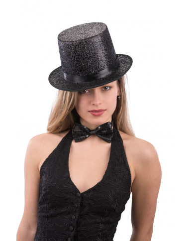 Black sequins bow tie, size h.cm.7x12, for elegant evenings.