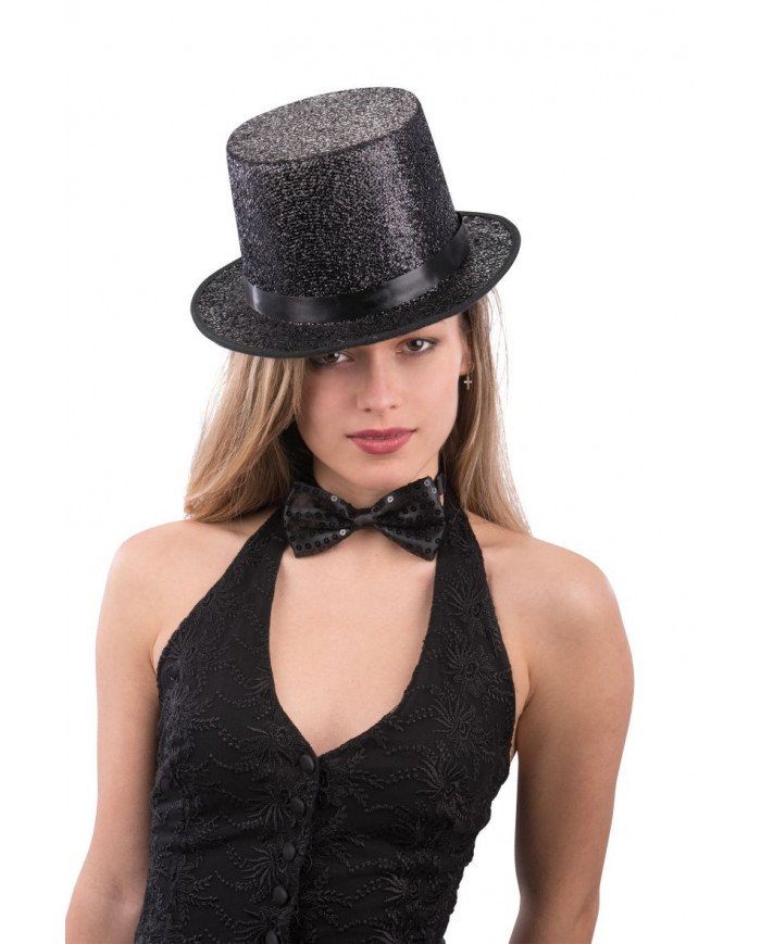 Papillon in paillettes nere, dimensioni h.cm.7x12 ca., si