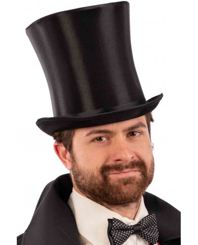 Black satin top hat high cm.20, size 59. Ideal for theatrical