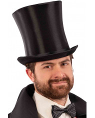 Black satin top hat high cm.20, size 59. Ideal for theatrical