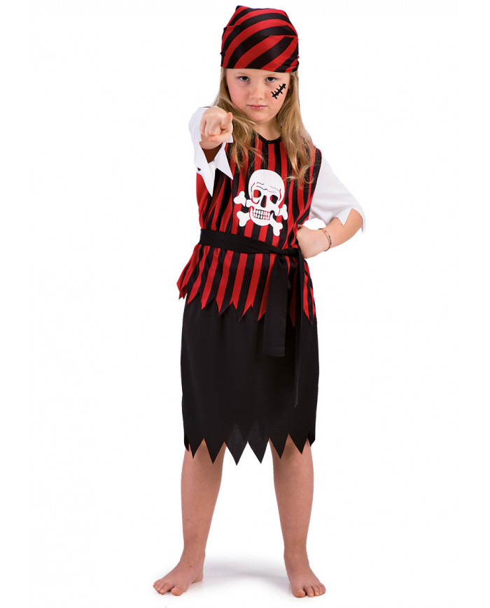 Pirate costume for kid with jacket and skirt in stretchy fabric