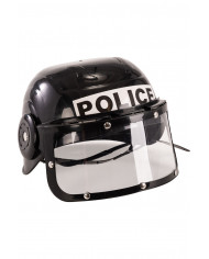 Riot police helmet made of black plastic for children.