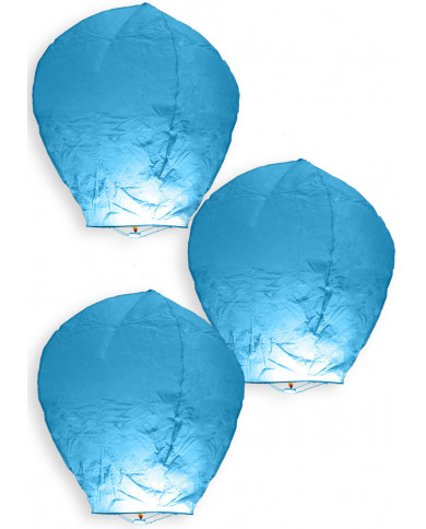 3 lanternes volantes Â« ballon Â» bleues, hauteur 95 cm environ dans
