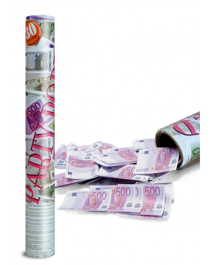 Konfettikanone druckluftbetrieben Euro-Banknoten H. ca. 30 cm in