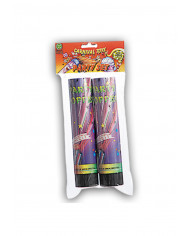 2 tubi spara coriandoli e stelle filanti, lunghi cm.21, con