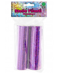 Confezione da 2 stelle filanti in carta metallizzata viola con