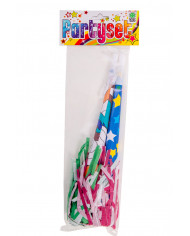 Confezione da 2 trombe in carta, lunghe cm.35, in vari colori.