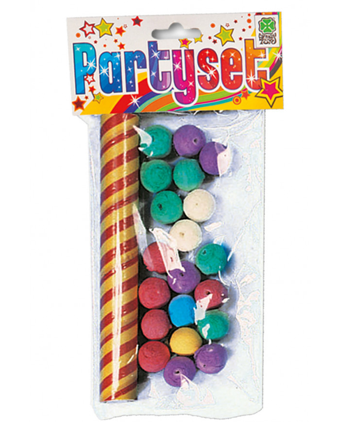 Cerbatana con boquilla y 20 pelotitas en bolsa con solapa de cartÃ³n