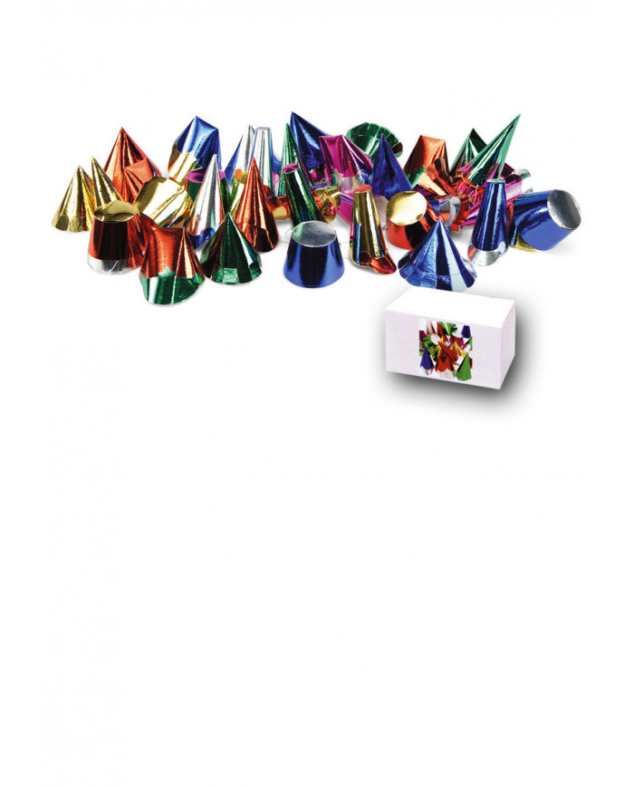 100 Mini Metallic Party Hats In Box H.Cm.5/9
