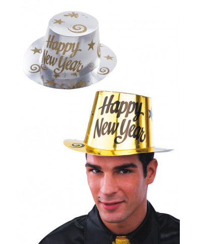 24 cappelli Happy New Year, realizzati in carta metallizzata in