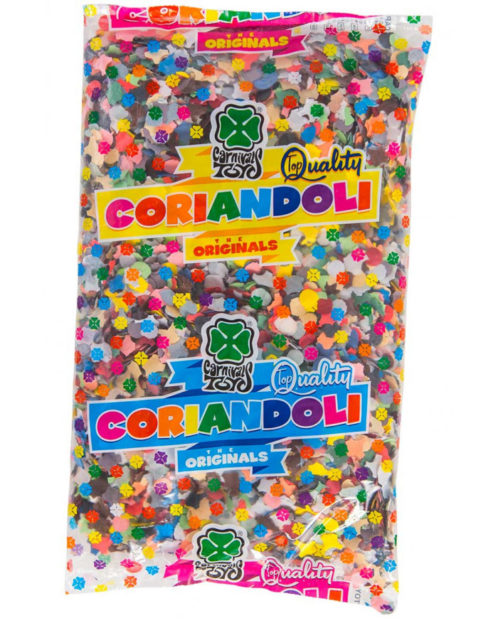 Coriandoli colorati in confezione da 100 grammi. Accessorio