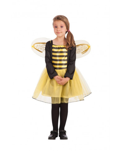 Costume da ape per bambina, composto da abito in tessuto giallo