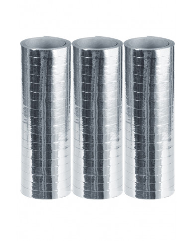 3 metallized silver wrapped streamers, 18 rolls, mm.7, mt.4.