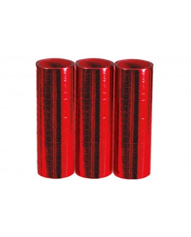 Confezione da 3 stelle filanti metallizzate rosse, ciascuna
