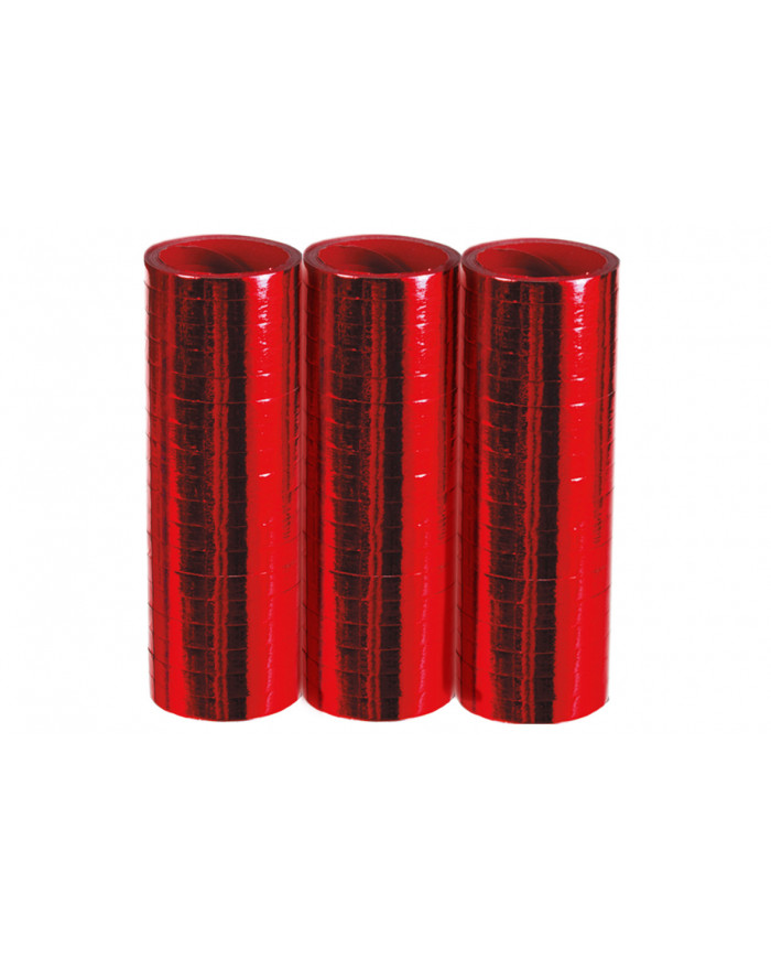 Confezione da 3 stelle filanti metallizzate rosse, ciascuna