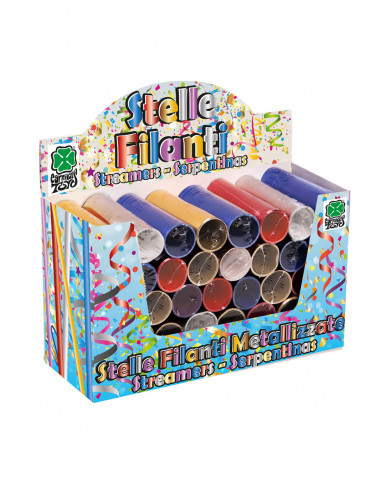 Espositore con 40 stelle filanti metallizzate, ciascuna